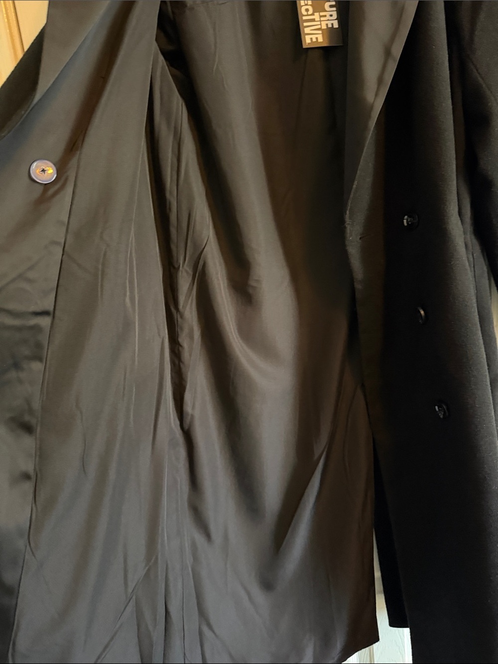 Future Collective Black Double-Breasted Long Coat - Picture 9 of 12